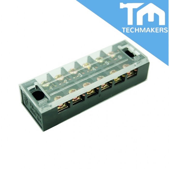6 Pole Fixed Barrier Terminal Block TB-2506 600V, 25A